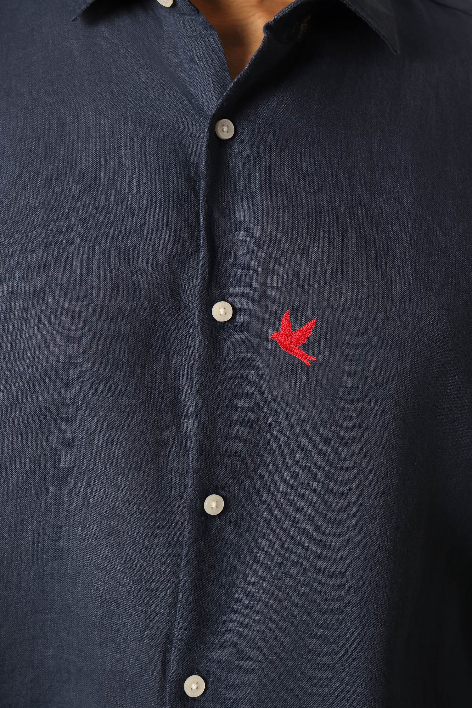 Bird Irish Linen Shirt - Navy