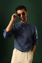 Bird Irish Linen Shirt - Navy
