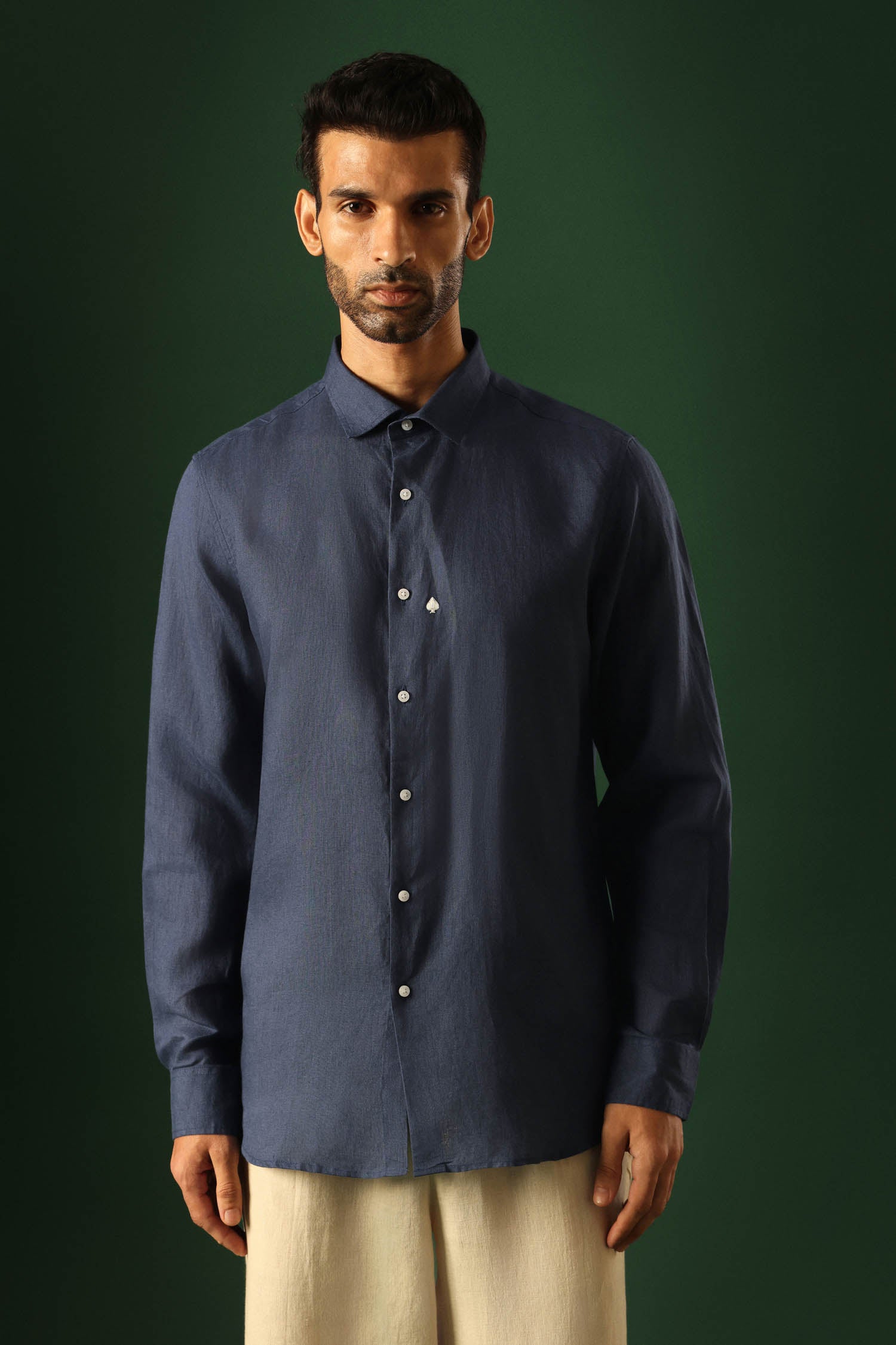 Spade Irish linen shirt - Navy