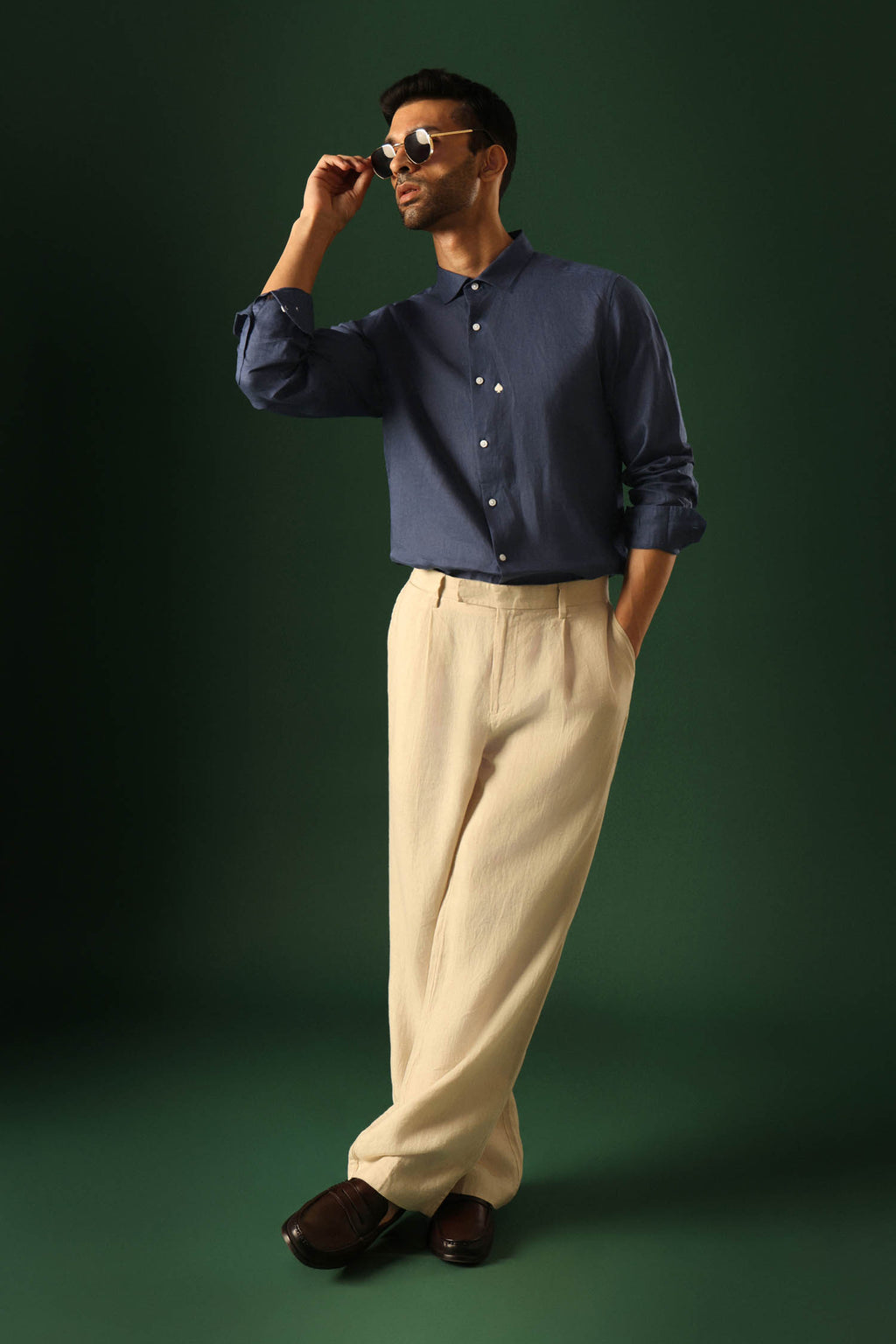 Spade Irish linen shirt - Navy