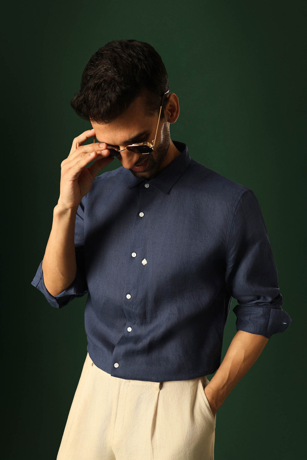 Spade Irish linen shirt - Navy