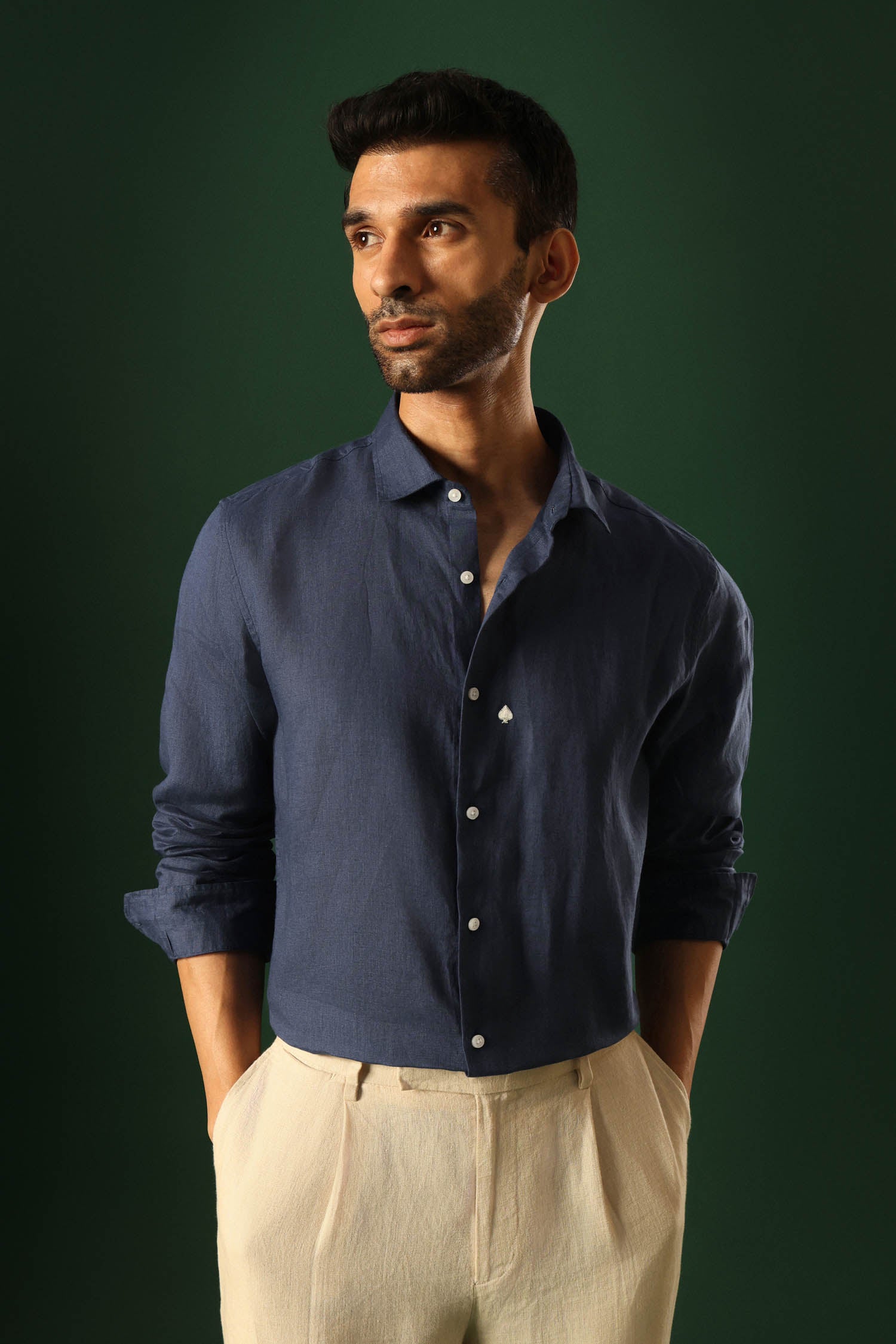 Spade Irish linen shirt - Navy