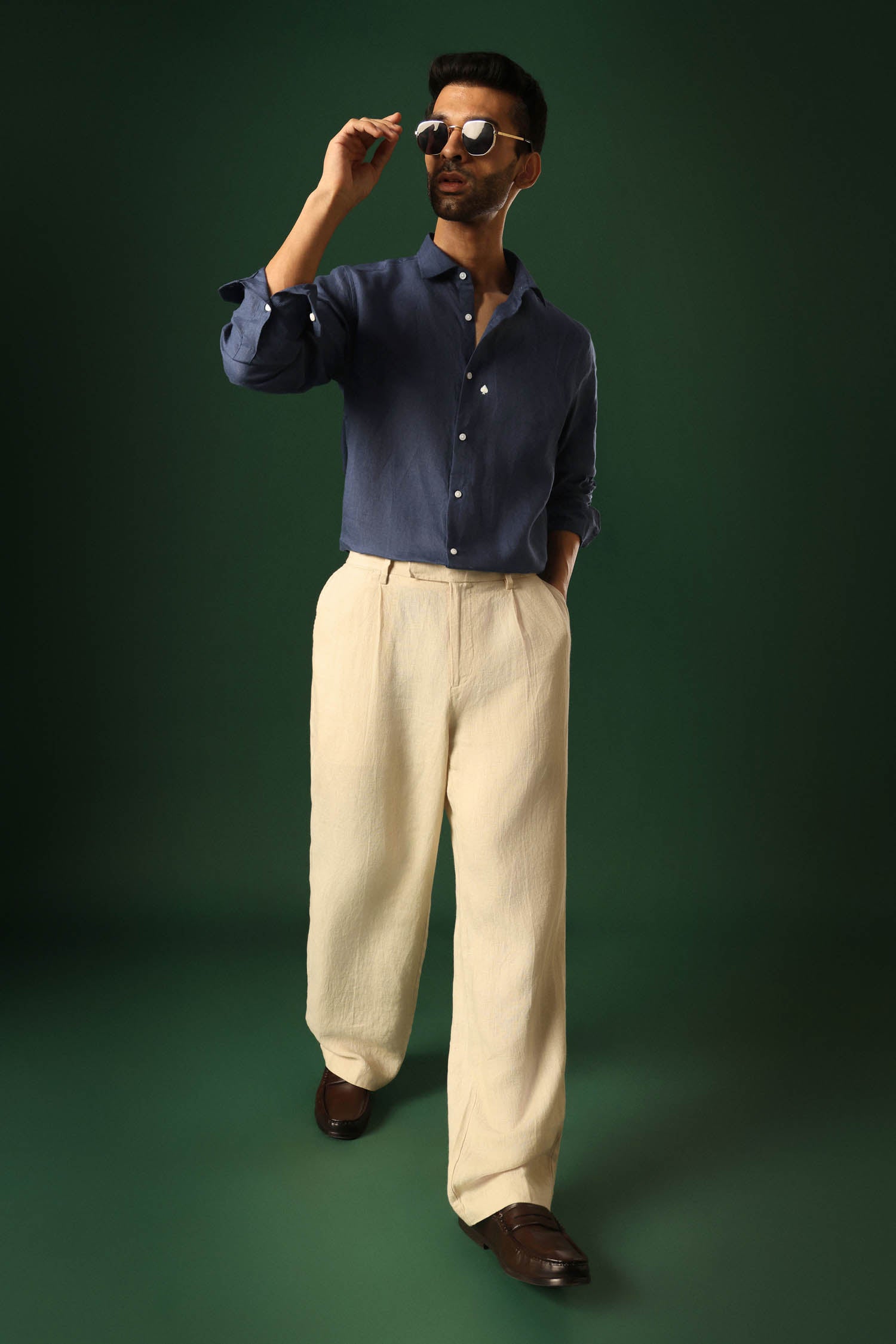 Spade Irish linen shirt - Navy