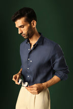 Spade Irish linen shirt - Navy