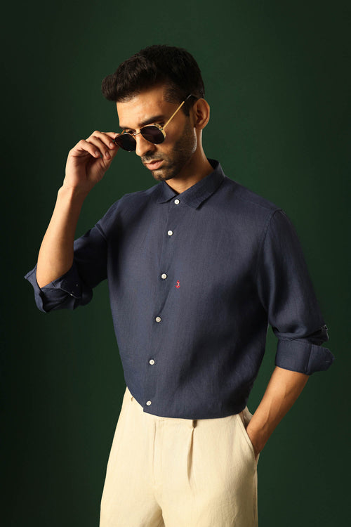 ANCHOR Irish linen shirt - Navy