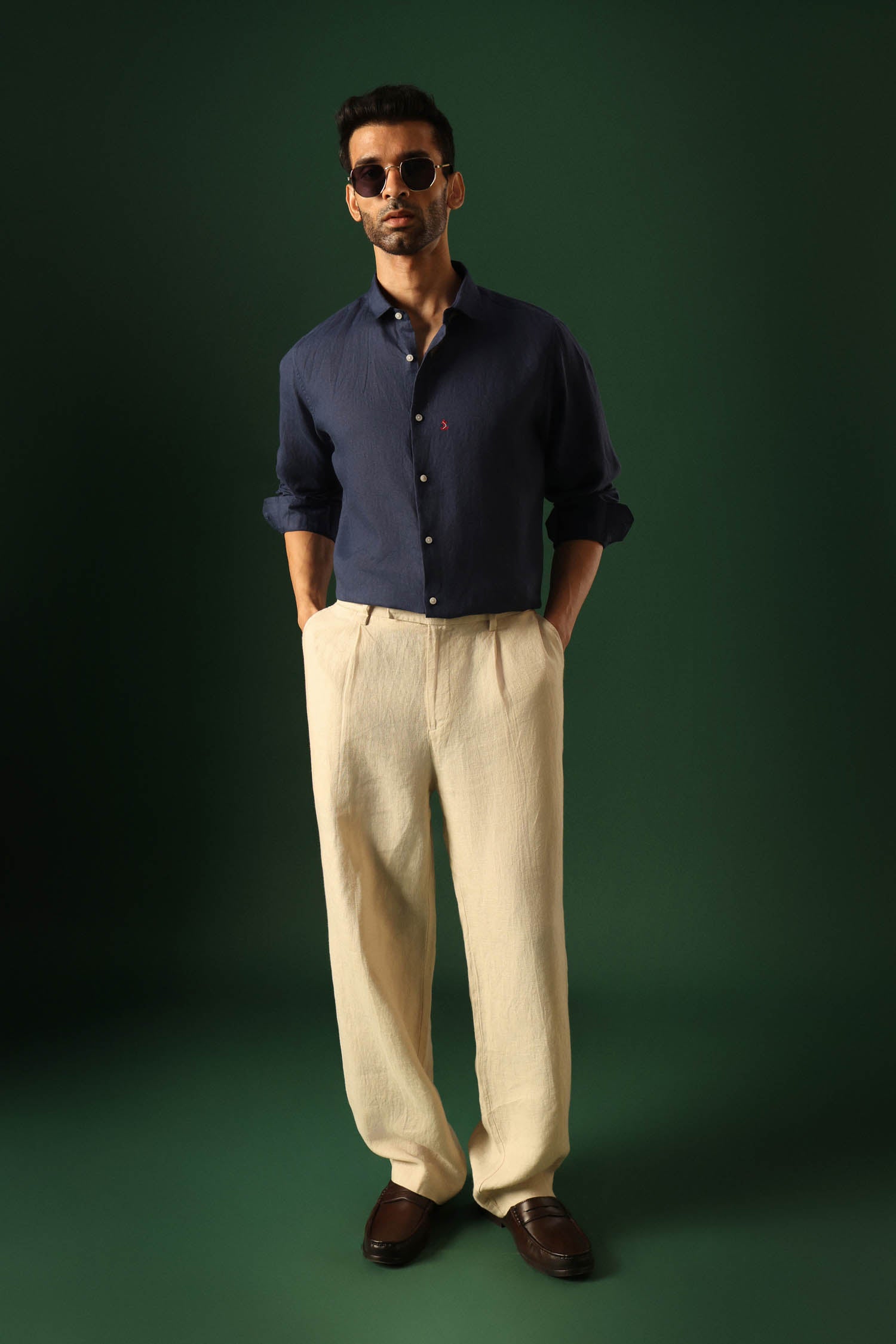 ANCHOR Irish linen shirt - Navy