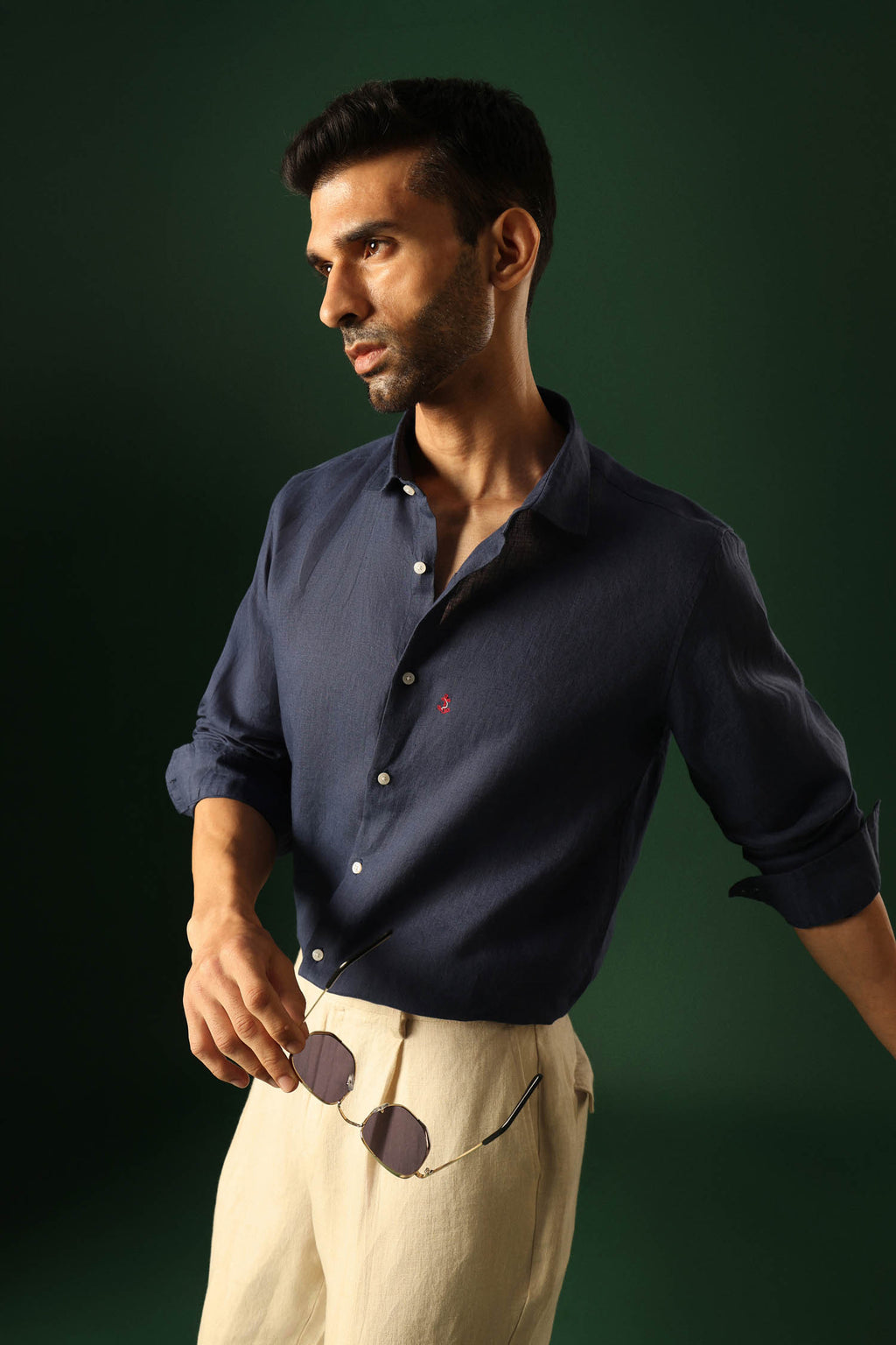 ANCHOR Irish linen shirt - Navy