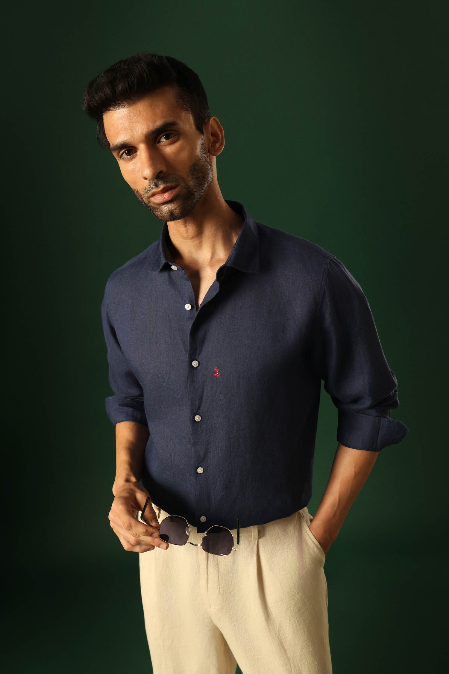 ANCHOR Irish linen shirt - Navy