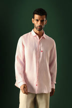 Leaf Irish Linen Shirt - Pink