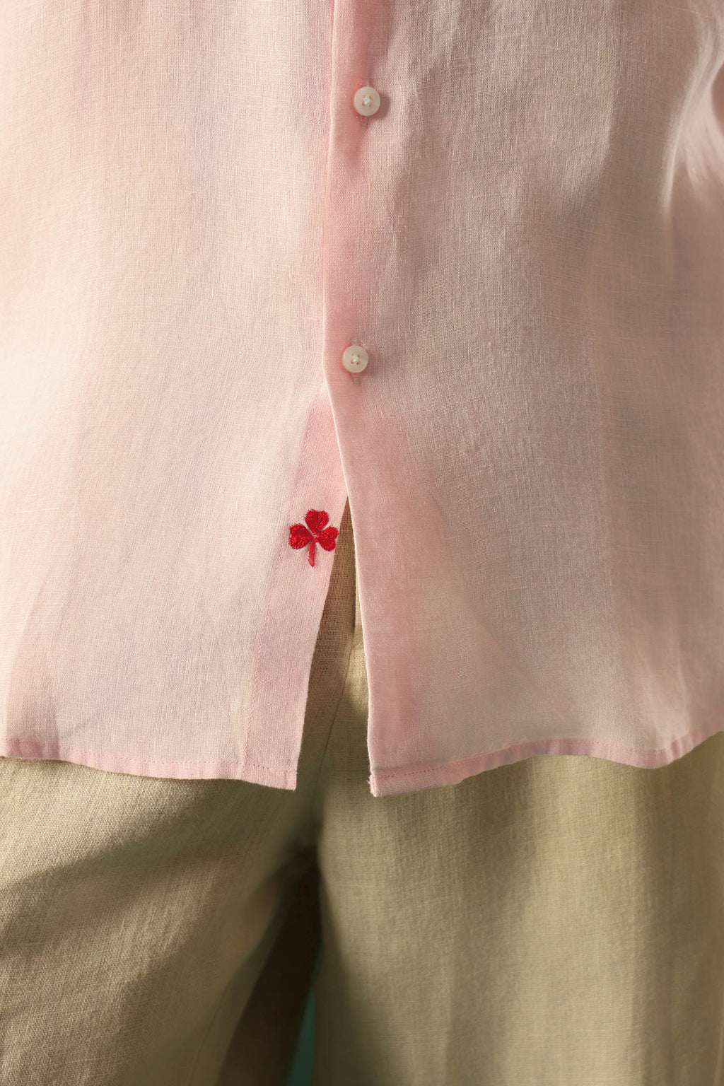 Leaf Irish Linen Shirt - Pink