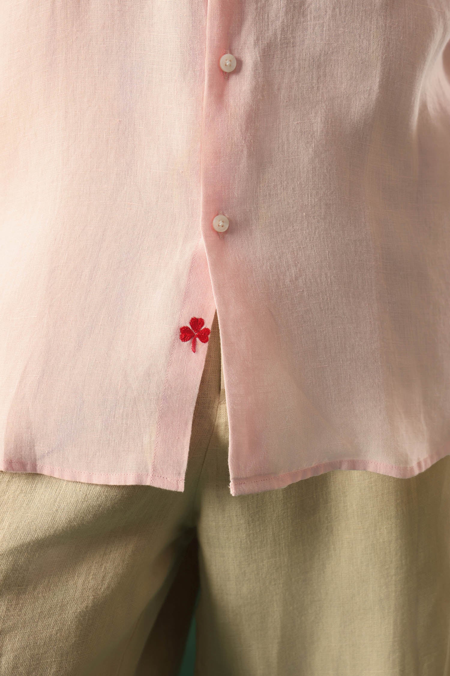 Leaf Irish Linen Shirt - Pink