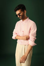 Leaf Irish Linen Shirt - Pink