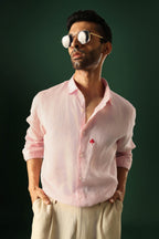 Leaf Irish Linen Shirt - Pink