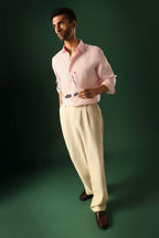 Leaf Irish Linen Shirt - Pink