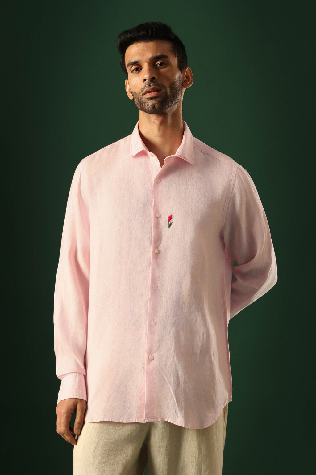 Lilly Irish Linen Shirt - Pink