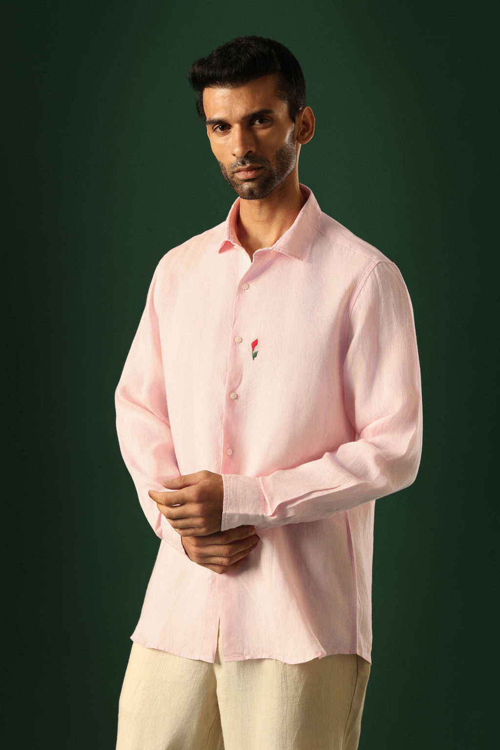 Lilly Irish Linen Shirt - Pink