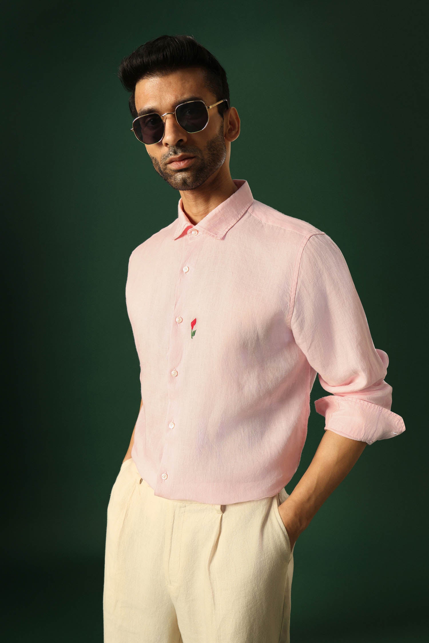 Lilly Irish Linen Shirt - Pink