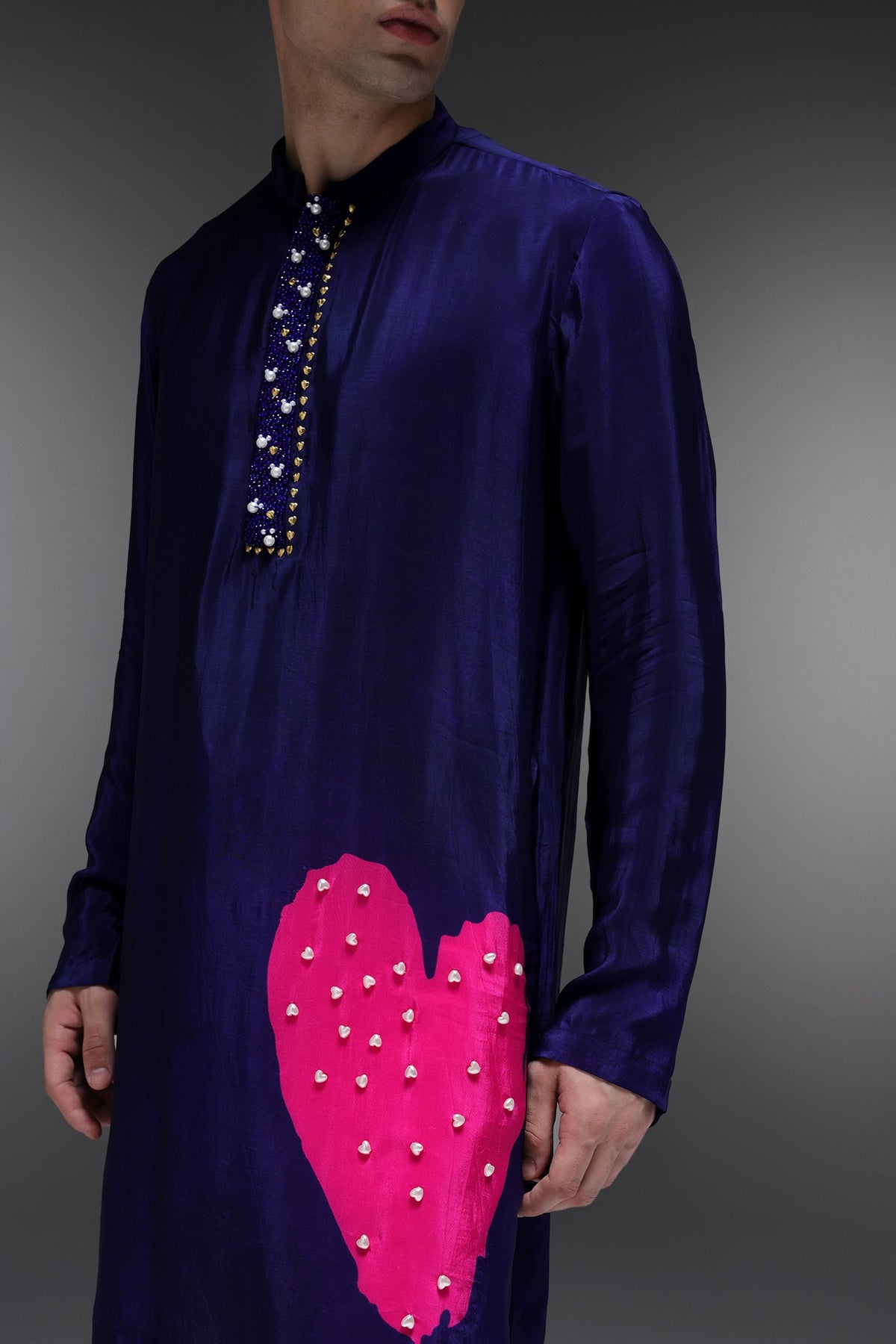 Lovestone - Hand Embroidered Designer Kurta - Navy