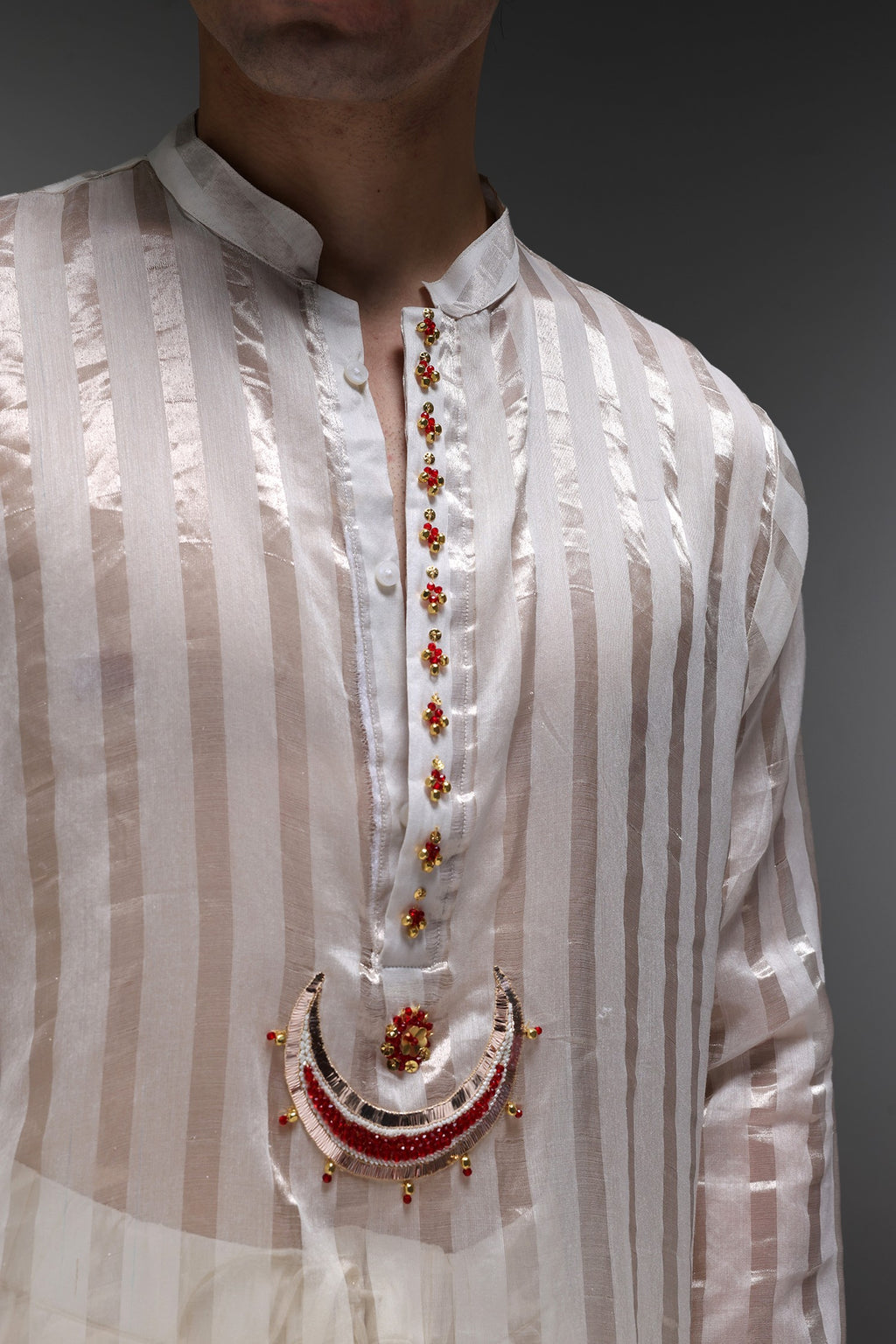 Moon - Hand Embroidered Designer Kurta - Ivory