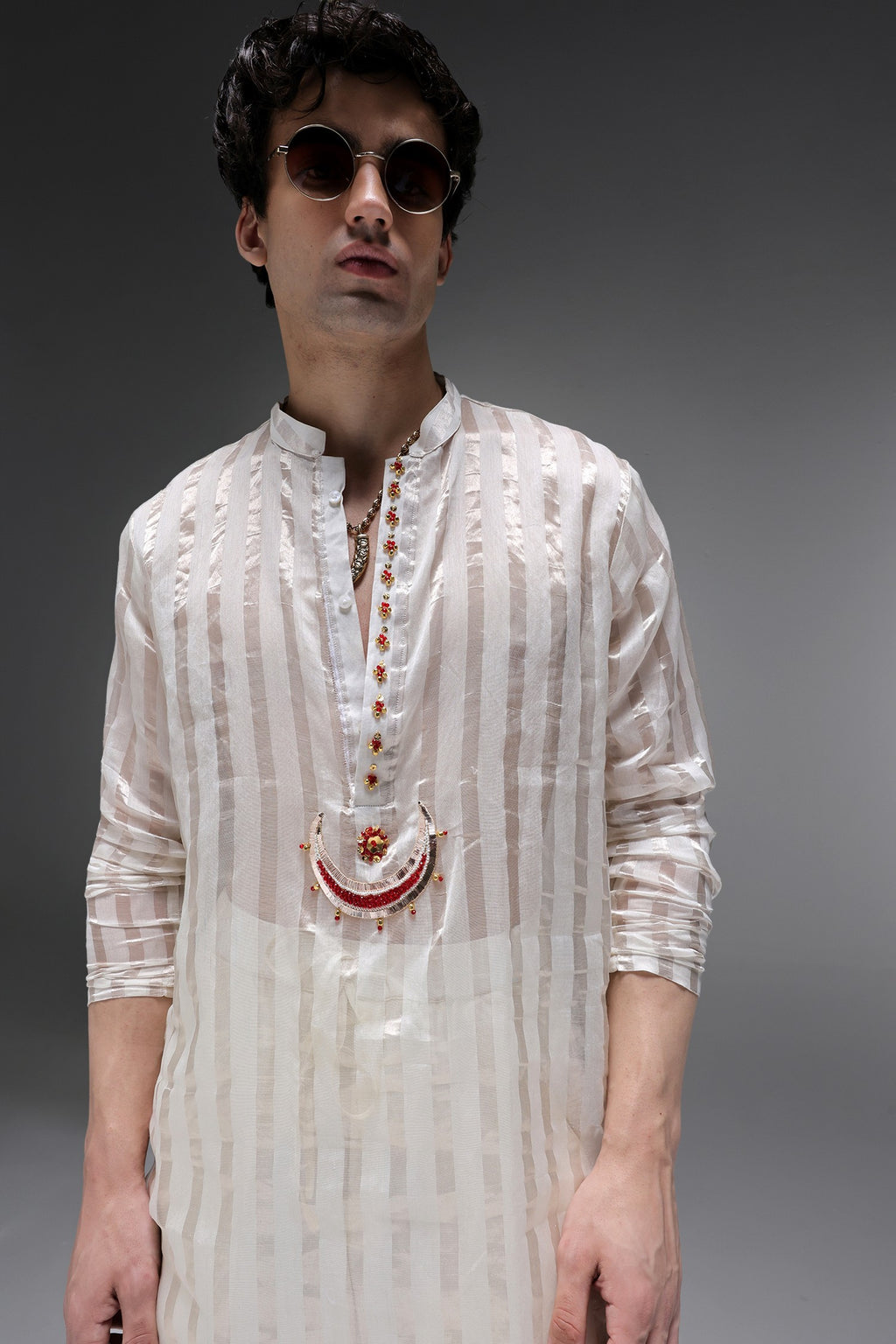 Moon - Hand Embroidered Designer Kurta - Ivory