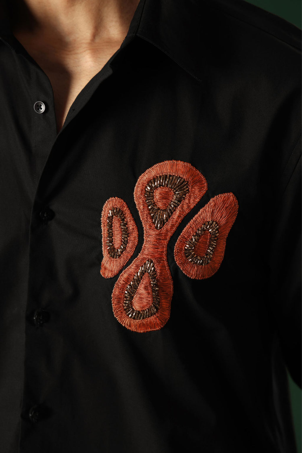 Orb - Hand Embroidered Designer Shirt - Black