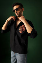 Orb - Hand Embroidered Designer Shirt - Black