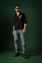 Orb - Hand Embroidered Designer Shirt - Black