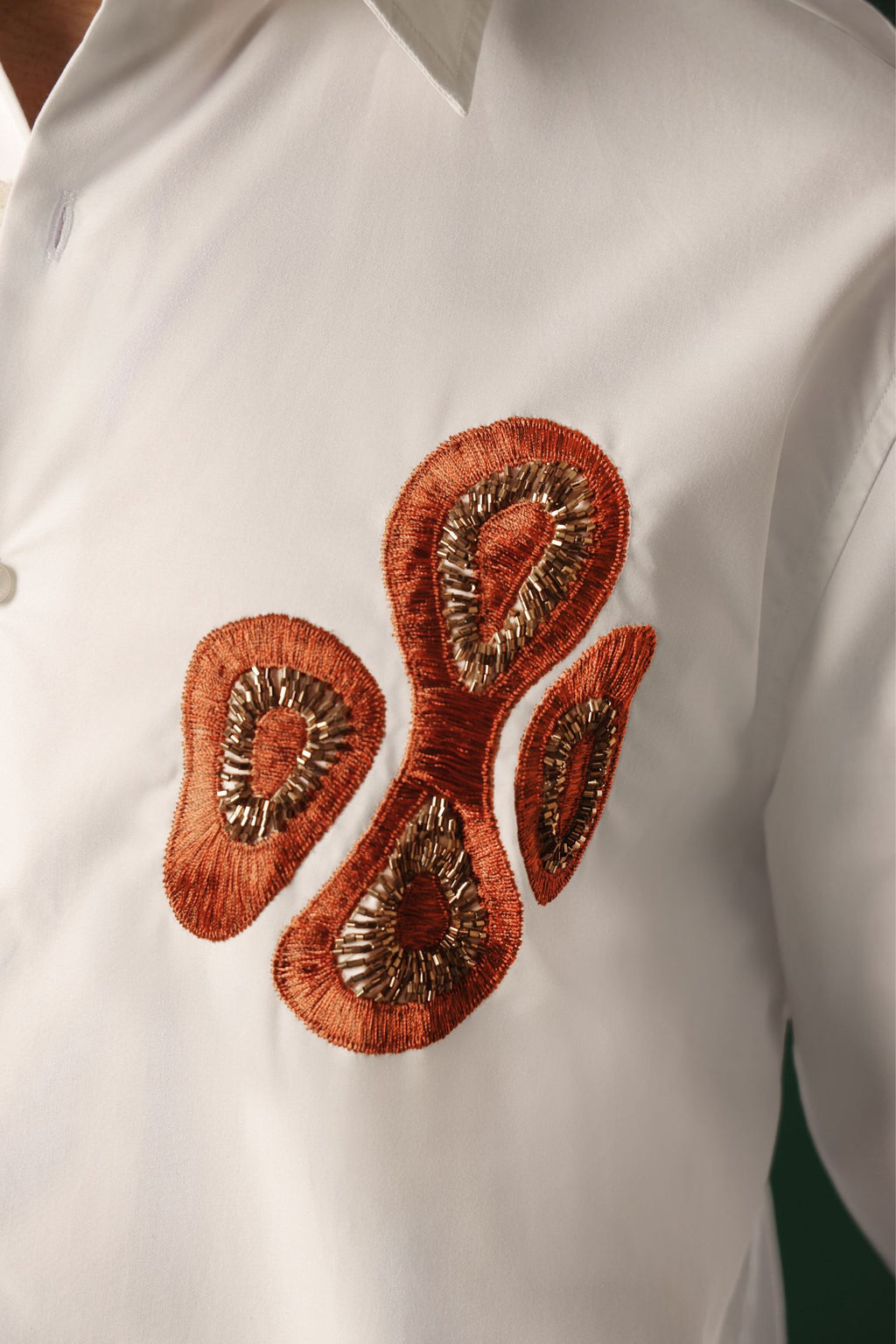 Orb - Hand Embroidered Designer Shirt - White