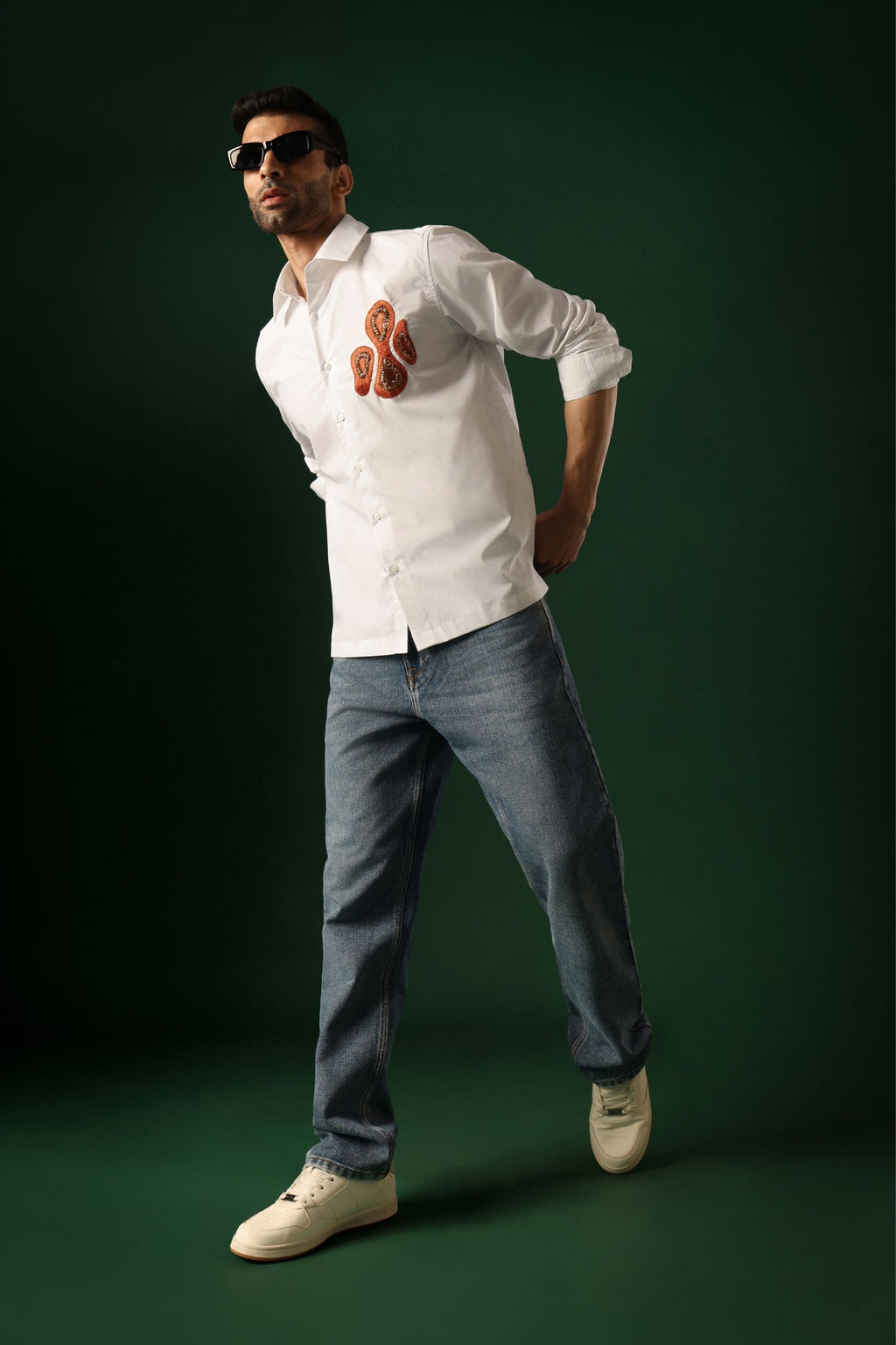 Orb - Hand Embroidered Designer Shirt - White