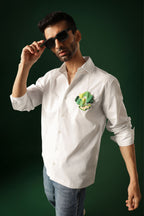 Pasture - Hand Embroidered Designer Shirt - White