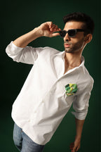 Pasture - Hand Embroidered Designer Shirt - White