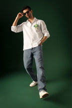 Pasture - Hand Embroidered Designer Shirt - White