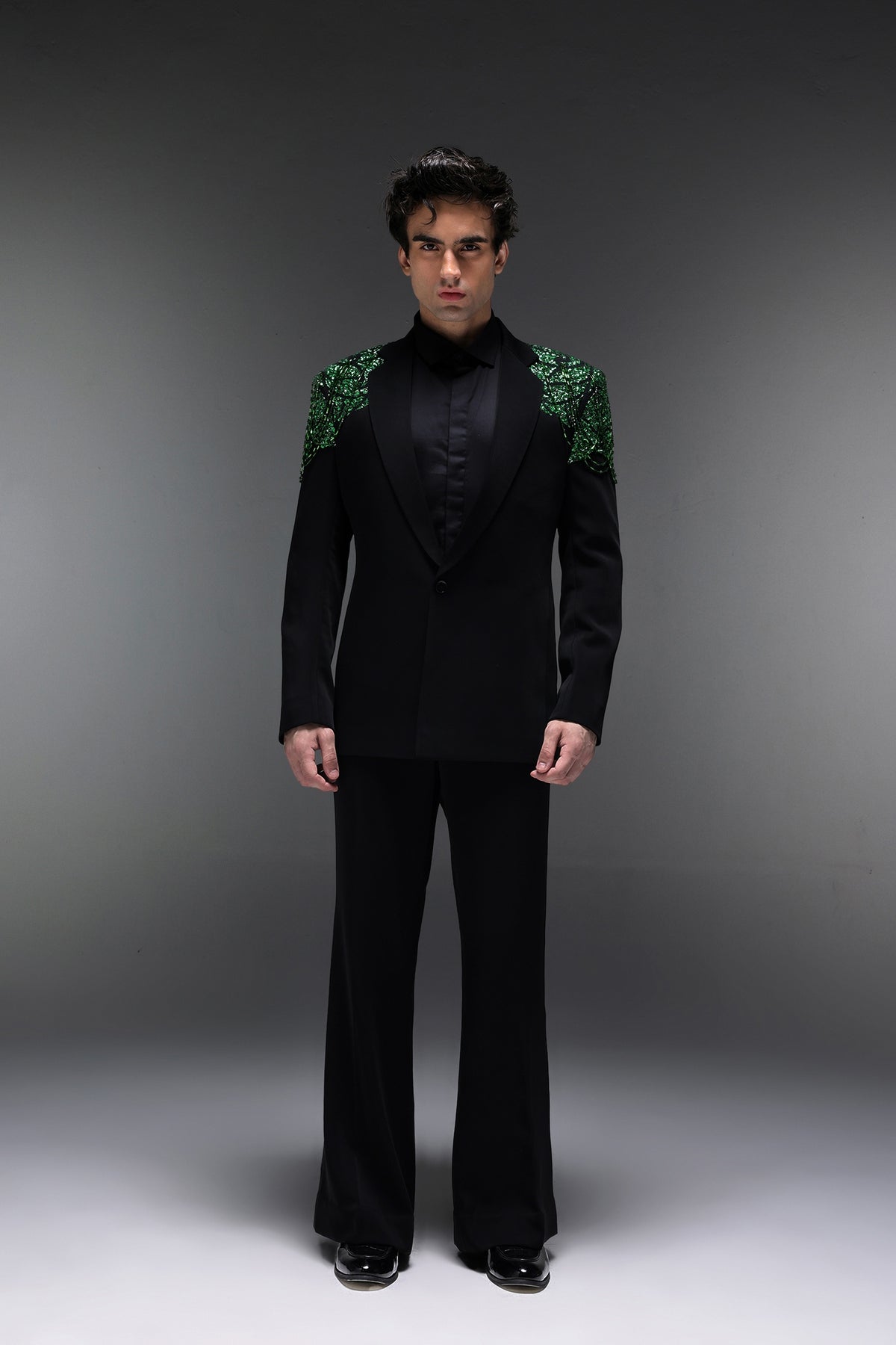 Peridot - Hand Embroidered Designer Tuxedo - Black