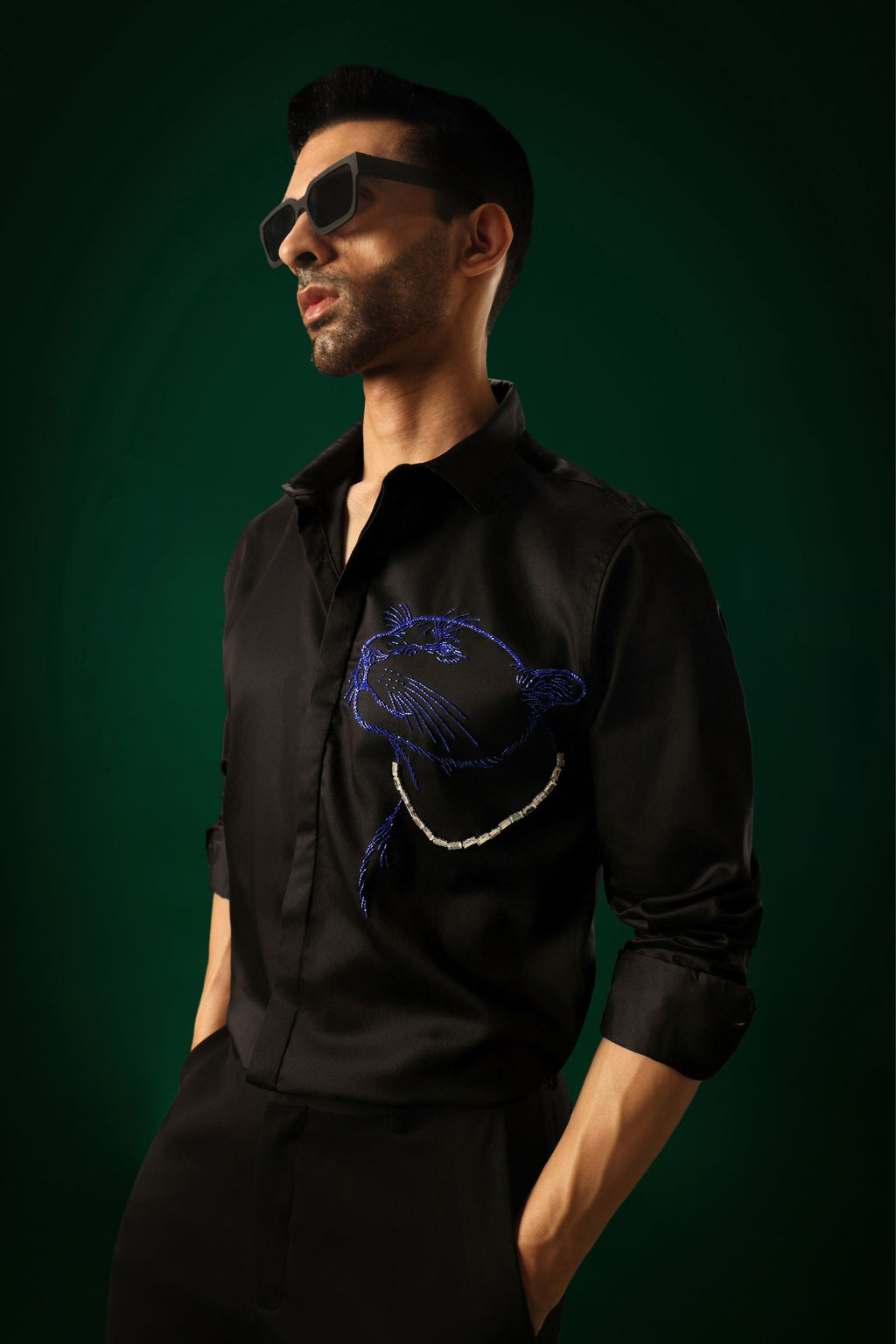 Phantom(Panther) - Hand Embroidered Designer Shirt