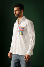 Reef - Hand Embroidered Designer Shirt - White