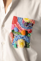 Reef - Hand Embroidered Designer Shirt - White