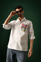 Reef - Hand Embroidered Designer Shirt - White