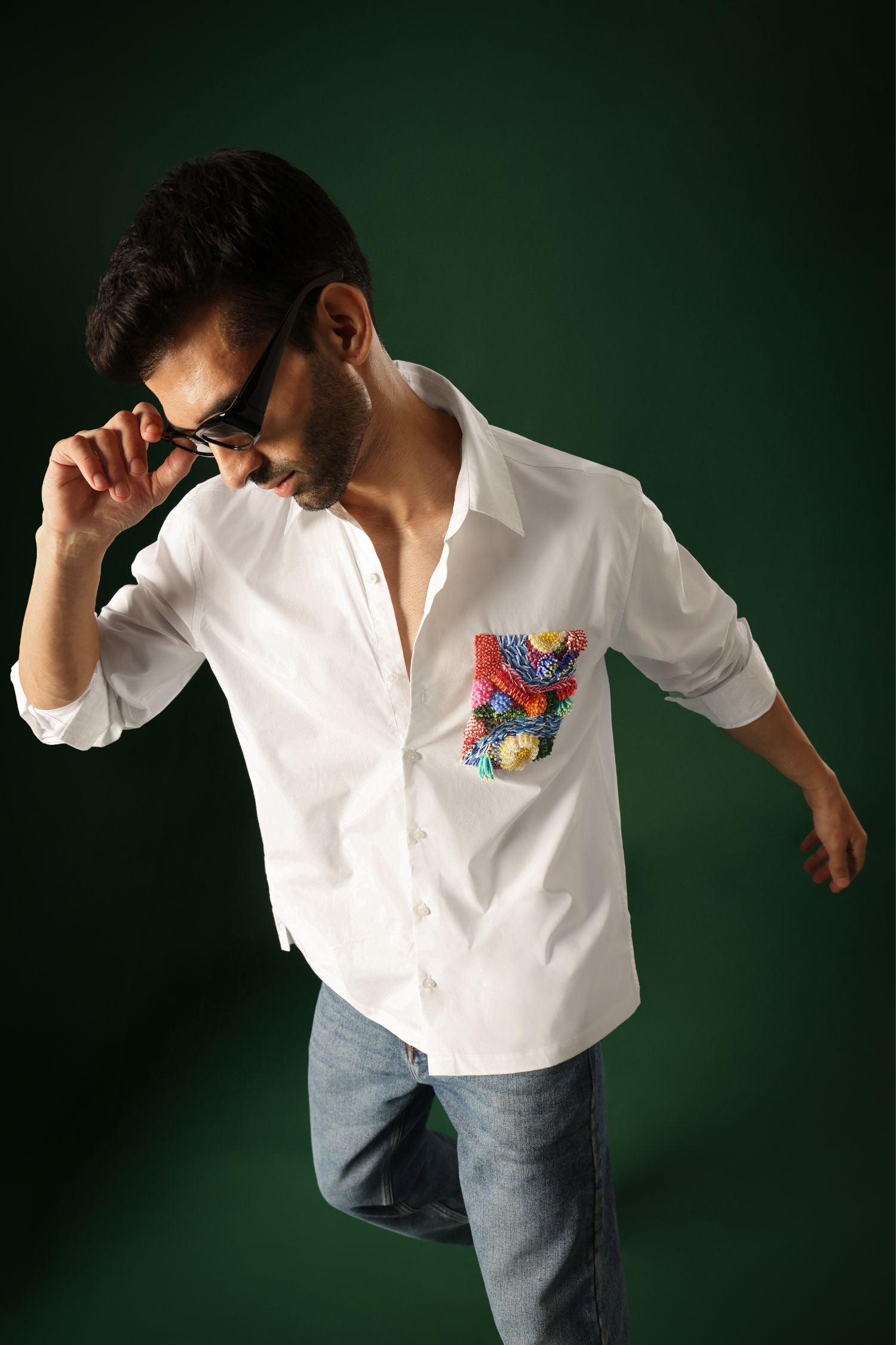 Reef - Hand Embroidered Designer Shirt - White