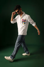 Reef - Hand Embroidered Designer Shirt - White