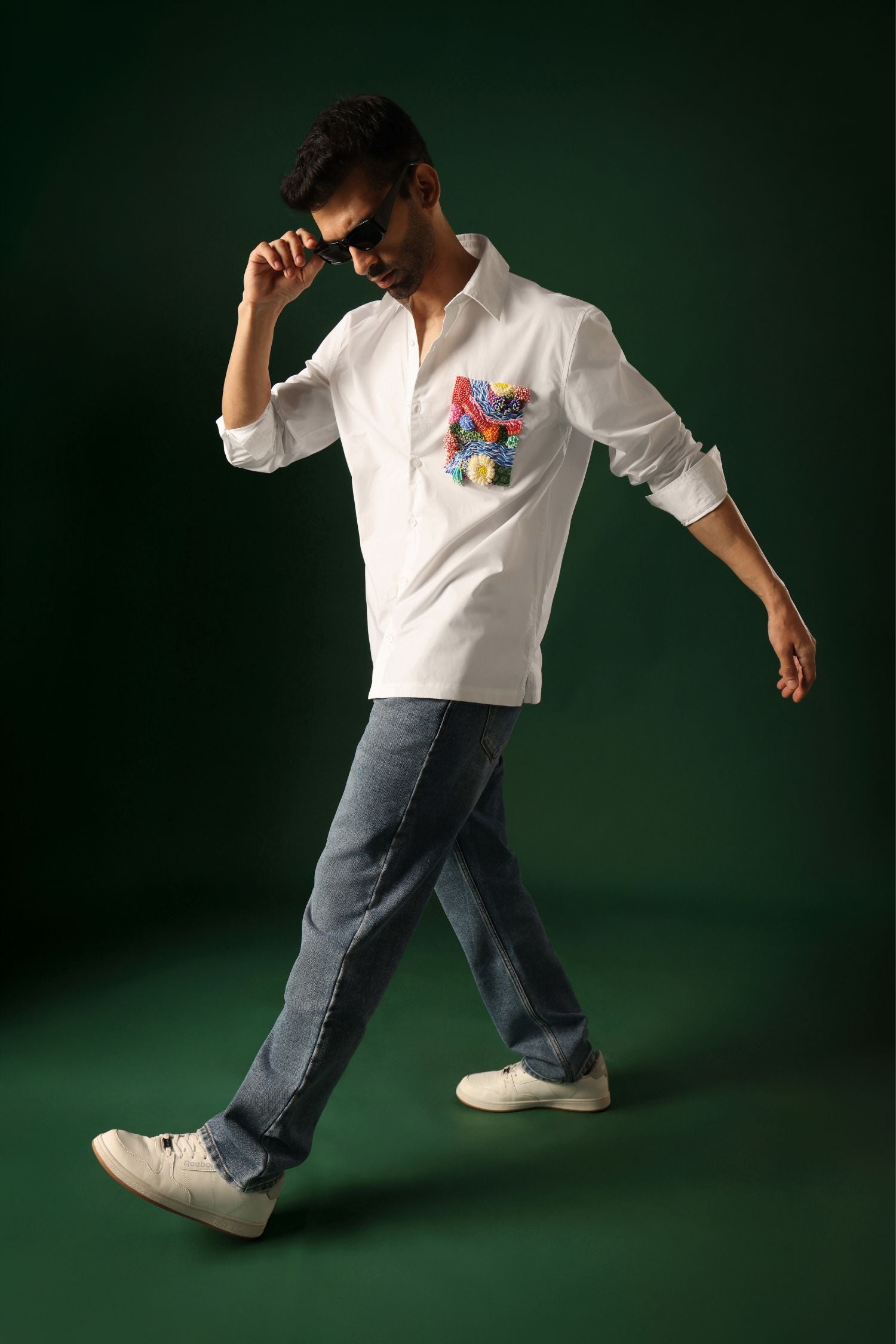 Reef - Hand Embroidered Designer Shirt - White