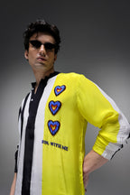 Sin With Me - Hand Embroidered Designer Kurta - Lime Yellow With Stripes