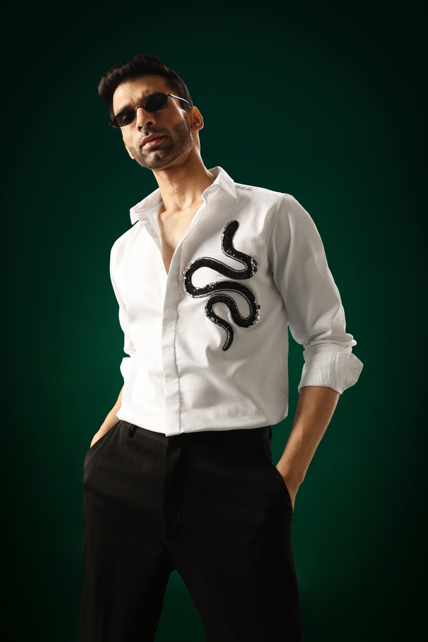 Slither(Snake) - Hand Embroidered Designer Shirt