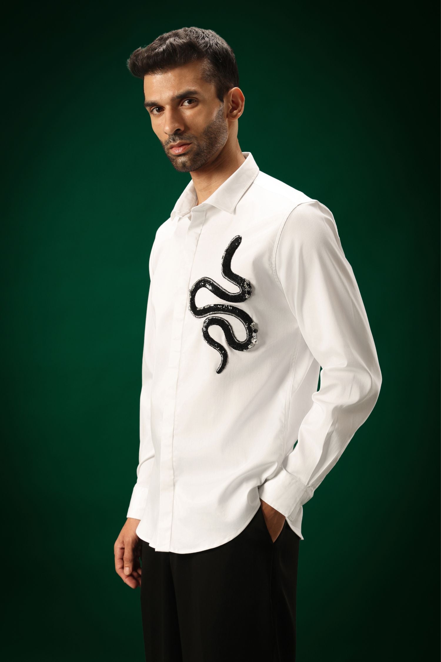 Slither(Snake) - Hand Embroidered Designer Shirt