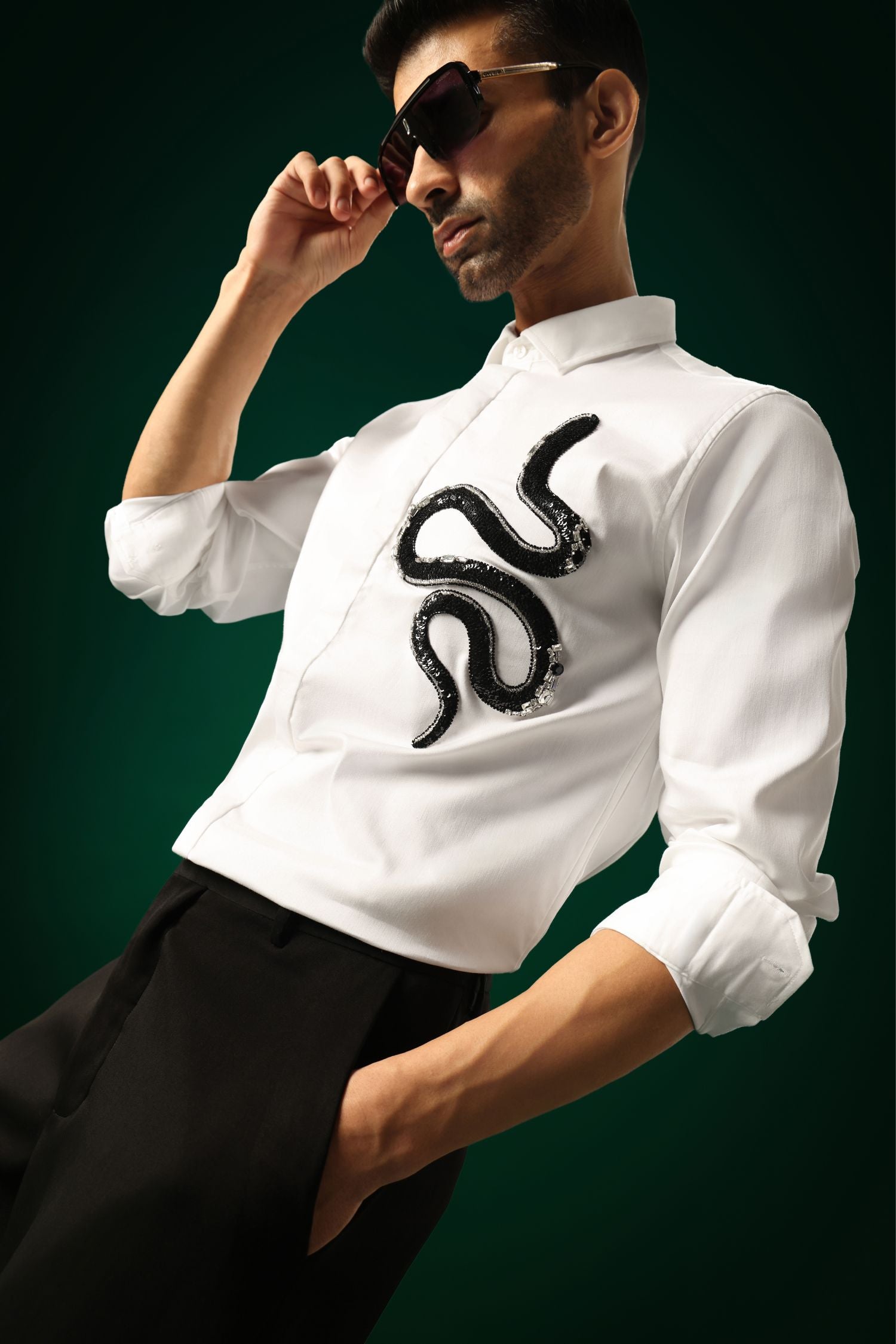 Slither(Snake) - Hand Embroidered Designer Shirt