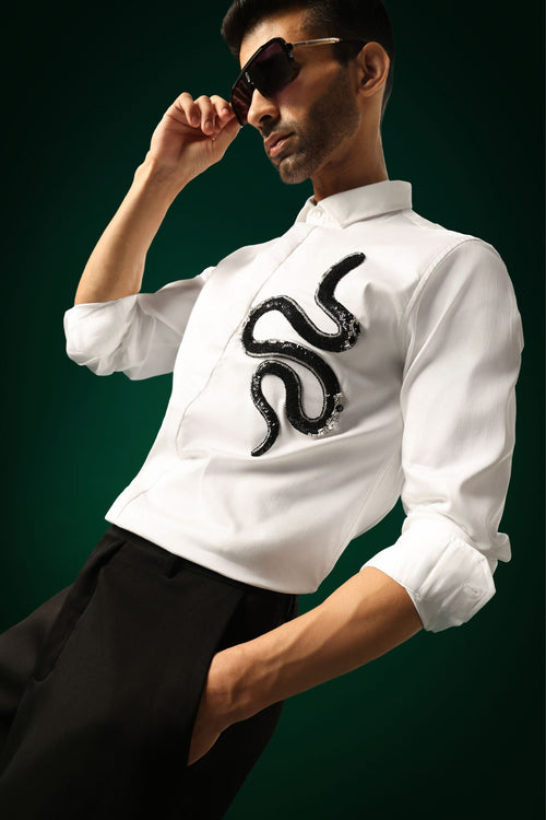 Slither(Snake) - Hand Embroidered Designer Shirt