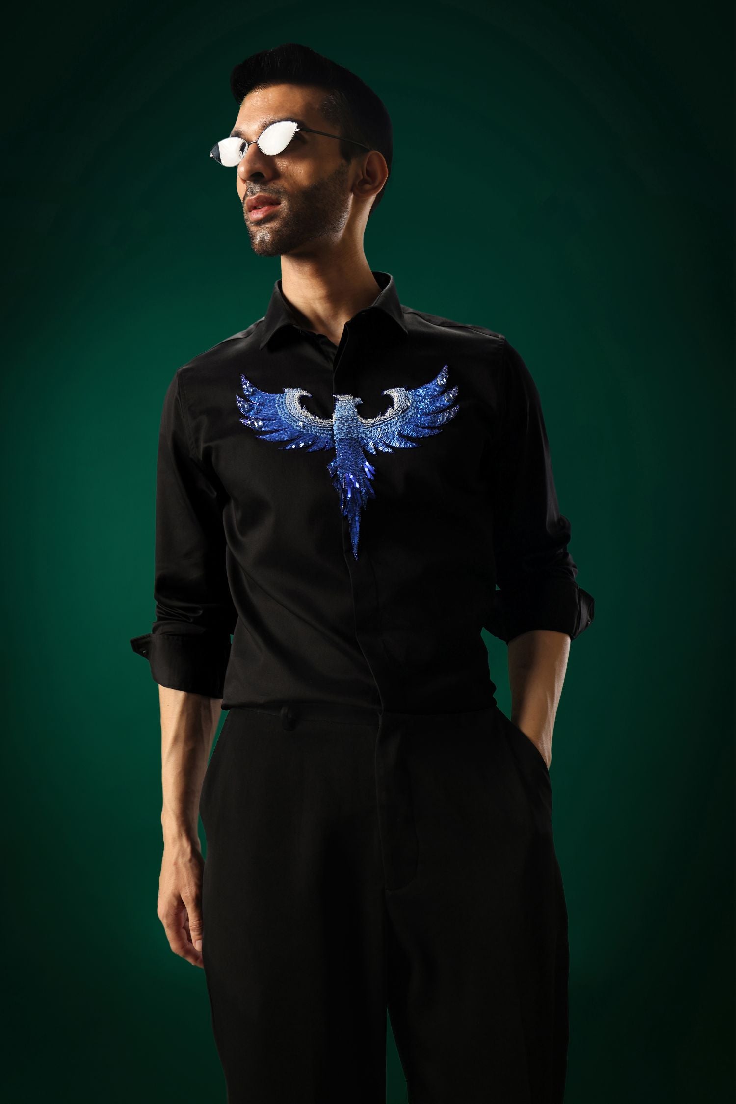 Solara(Pheonix) - Hand Embroidered Designer Shirt
