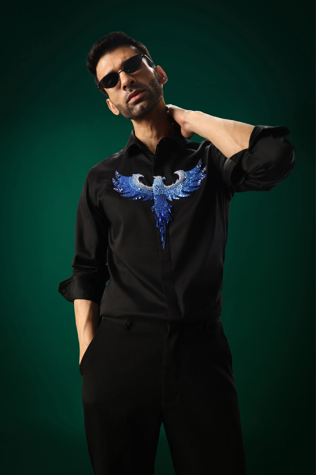 Solara(Pheonix) - Hand Embroidered Designer Shirt