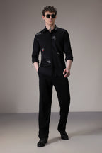 Xoxo hand embroidered designer shirt - Black