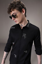 Xoxo hand embroidered designer shirt - Black