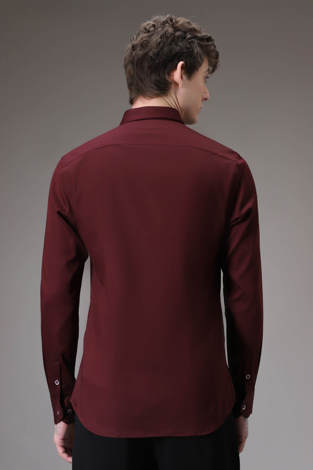 Panther Pounce hand embroidered designer shirt - Wine